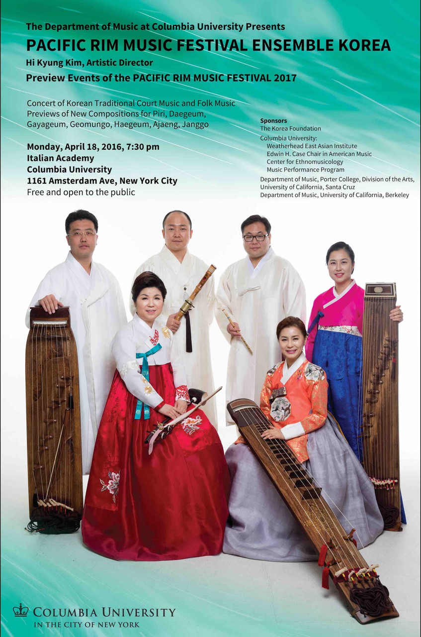 Picture of a flyer for Pacific Rim Music Festival Ensemble Korea