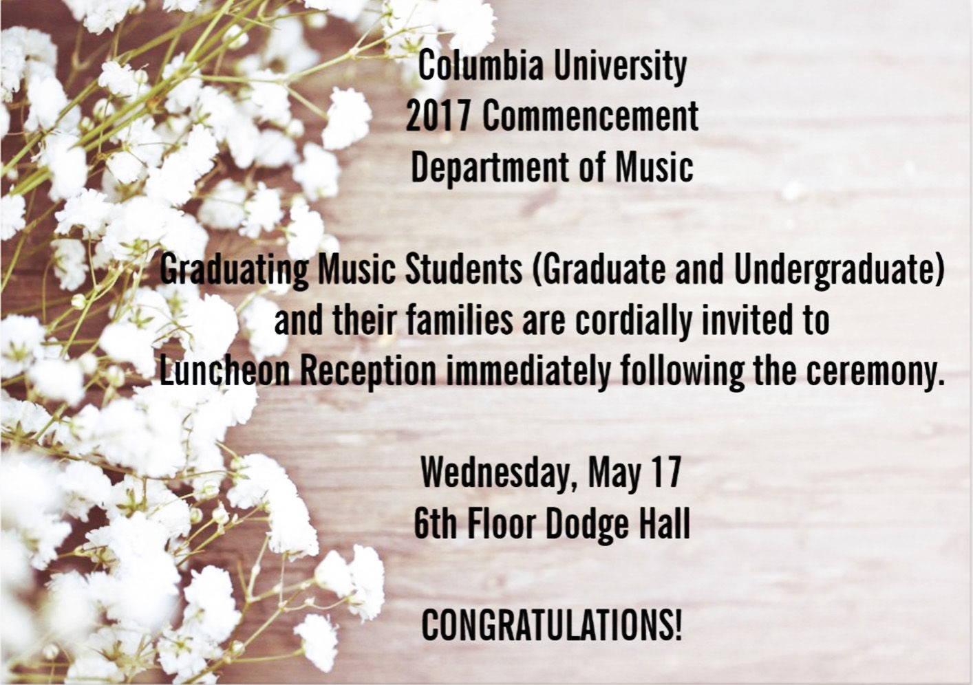 Picture of a flyer for Commencement Luncheon Reception