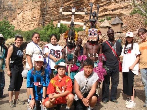 Picture of Quebec Aboriginal youth and the Dogon they meet in Bandiagara