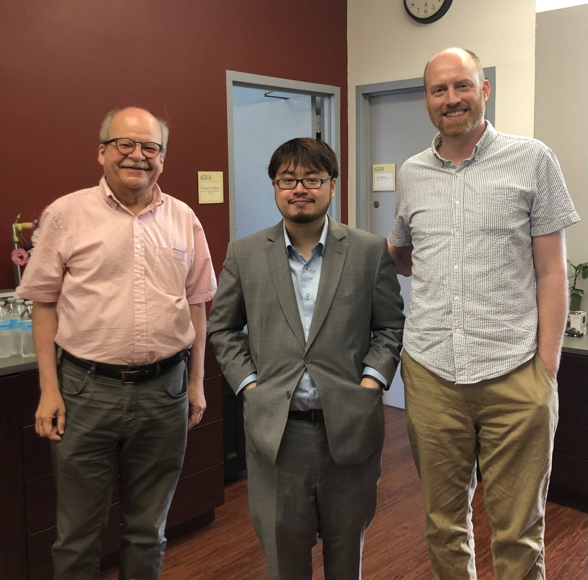 Photo of Joseph P. Dubiel (left), Cheng Lei Wei (middle), and Benjamin Adam Steege (right)
