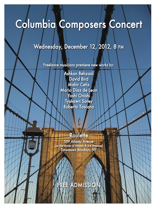 Picture of a flyer for Columbia Composers Concert