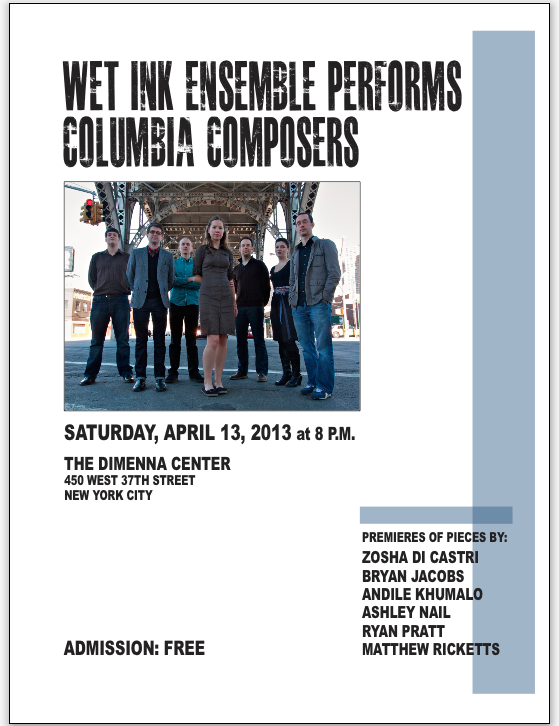 Picture of Wet Ink Ensemble flyer