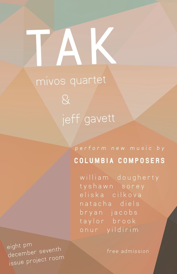 Tak Plays Columbia Composers Picture of a flyer for Tak Plays Columbia Composers