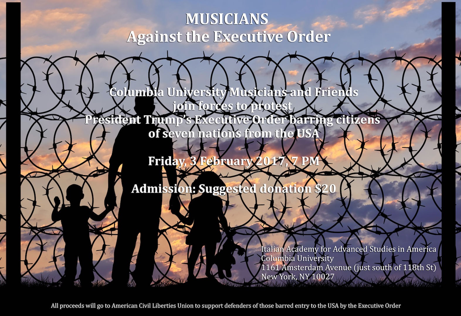 Picture of a flyer for Musicians Against the Executive Order