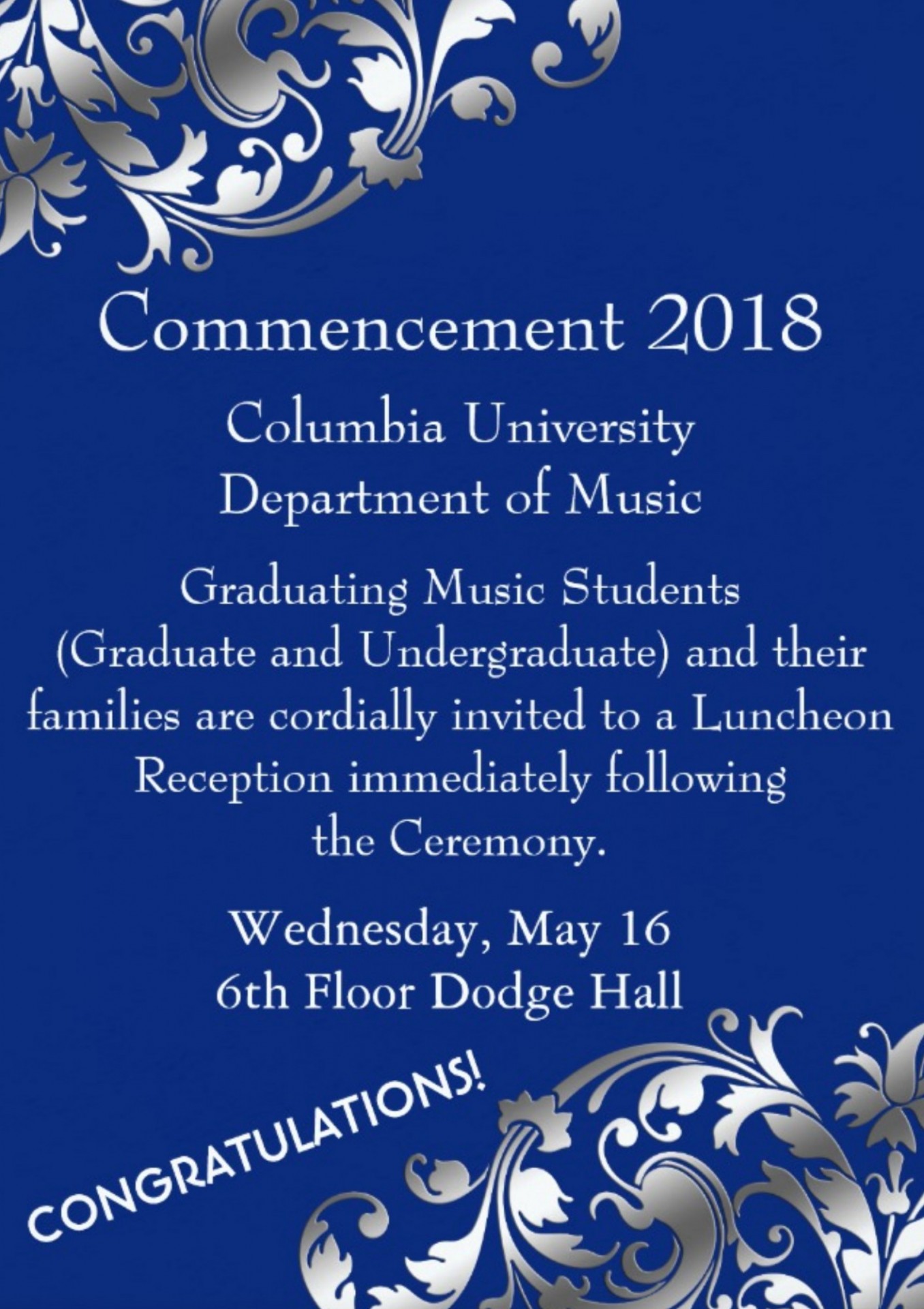 Picture of 2018 Commencement Luncheon Reception poster