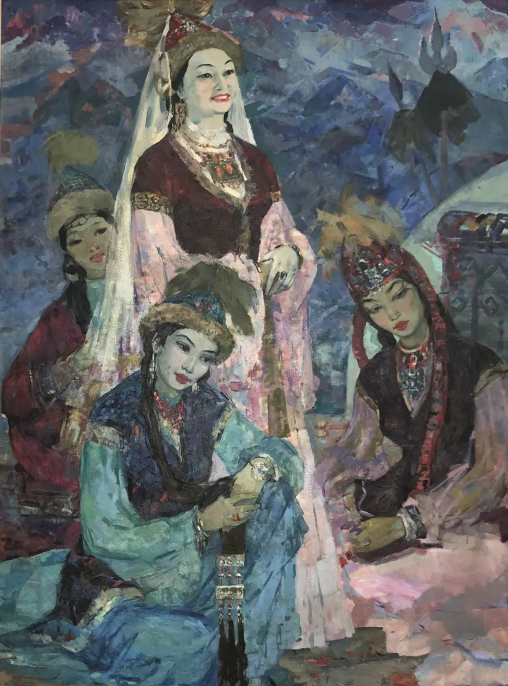 Old Russian painting of four women 