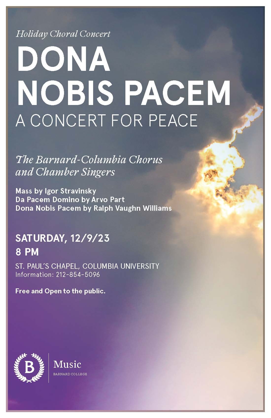 Poster for Dona Nobis Pacem concert