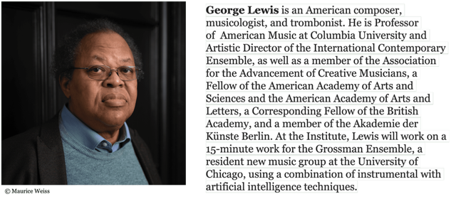 George Lewis's profile on the Institute for Ideas and Imagination's website.