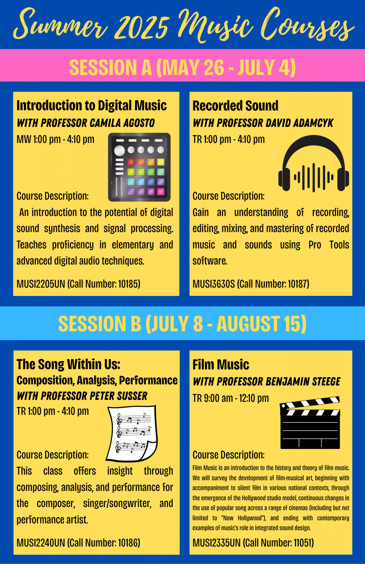 Summer 2025 Music Courses poster