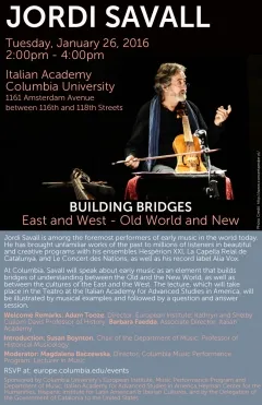 Picture of a flyer for Jordi Savall at the Italian Academy