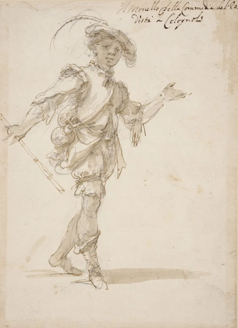 Picture of an old drawing of a musician 