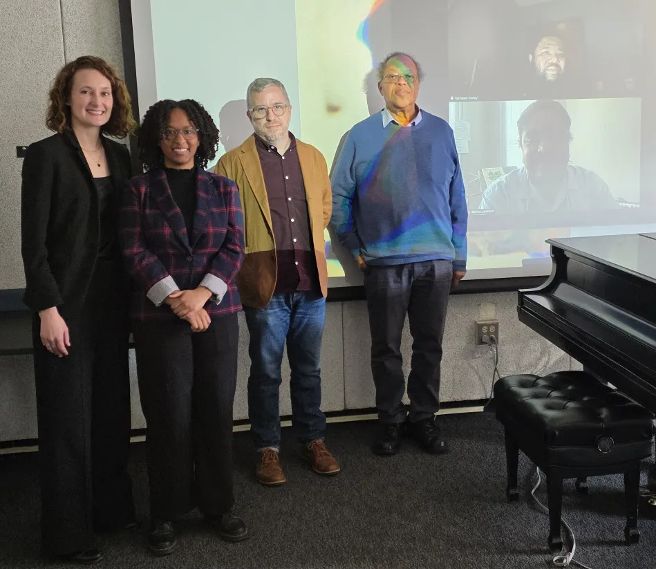 Corie Rose with her committee. Tyshawn Sorey and Yvette Jackson are attending via Zoom.