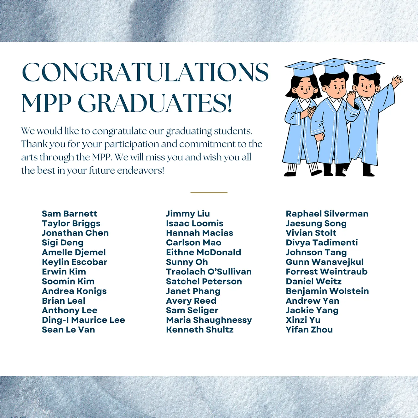 Picture with the names of all the MPP 2024 graduates