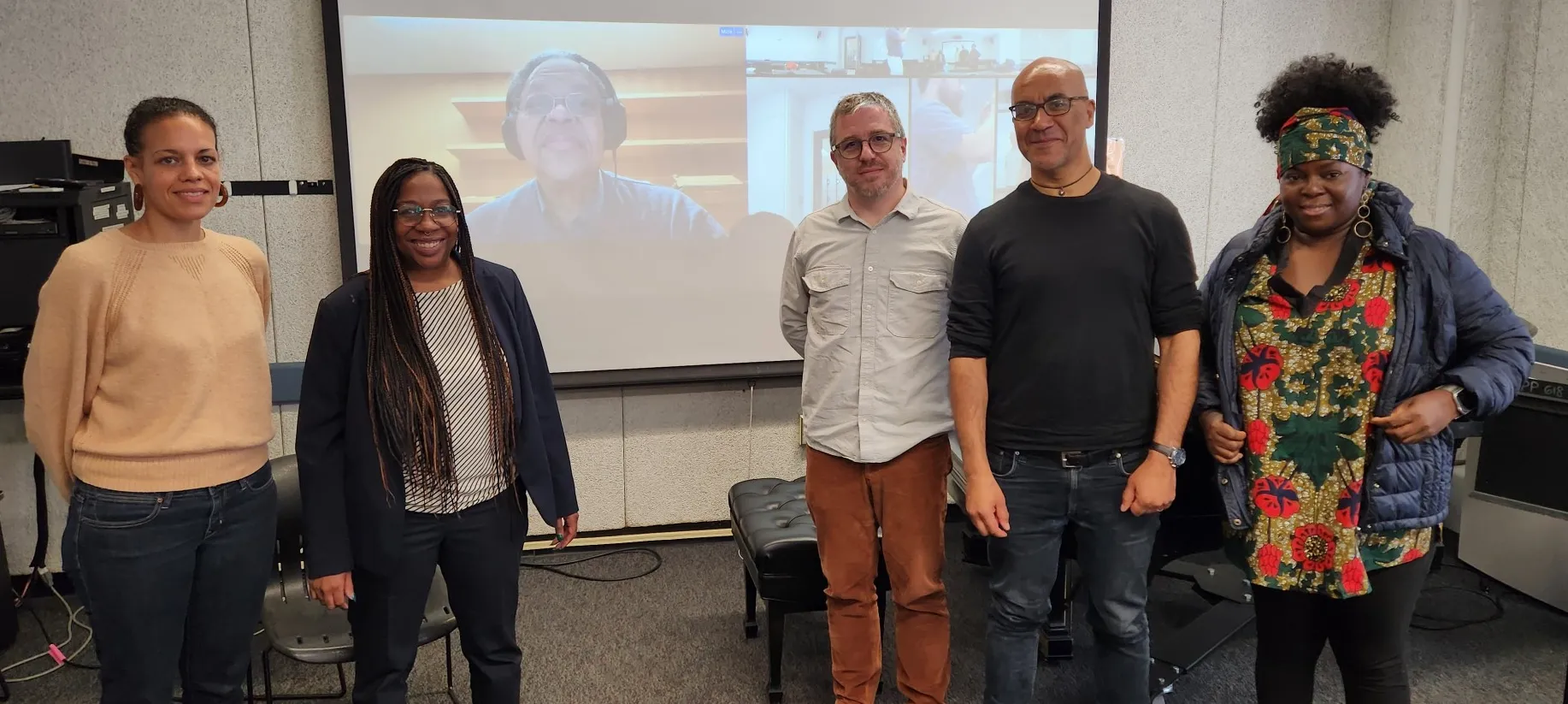 Lauren Bernard with her full committee. George Lewis appears on the screen through Zoom.