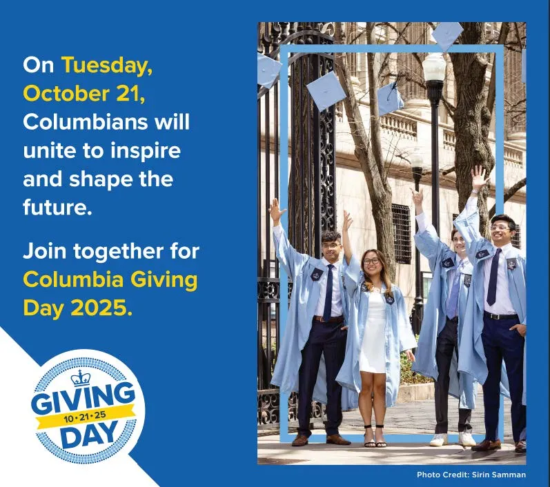 On Tuesday, October 21, Columbians will unite to inspire and shape the future. Photo credit: Sirin Samman