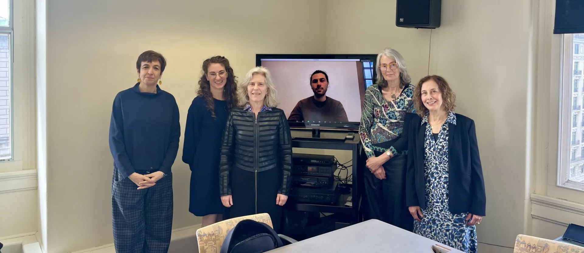 Anya Wilkening with her defense committee; Susan Boynton, Elaine Sisman, Alessandra Ciucci, Sarah Kay, and Stefano Milania.