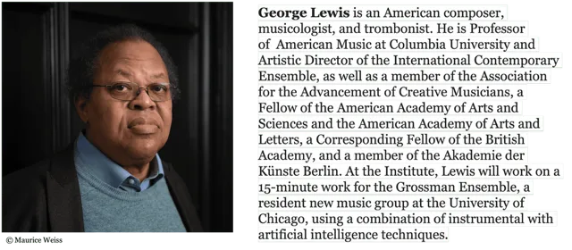 George Lewis's profile on the Institute for Ideas and Imagination's website.