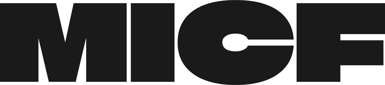 Black text spelling "MICF" over a white background