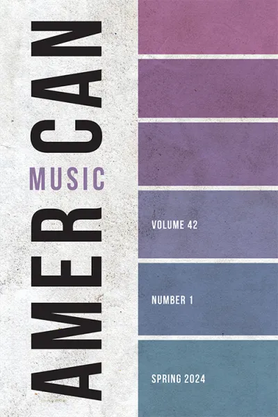 American Music, Volume 42, Number 1, Spring 2024 cover. Features differently colored rectangles going from light purple to light blue.