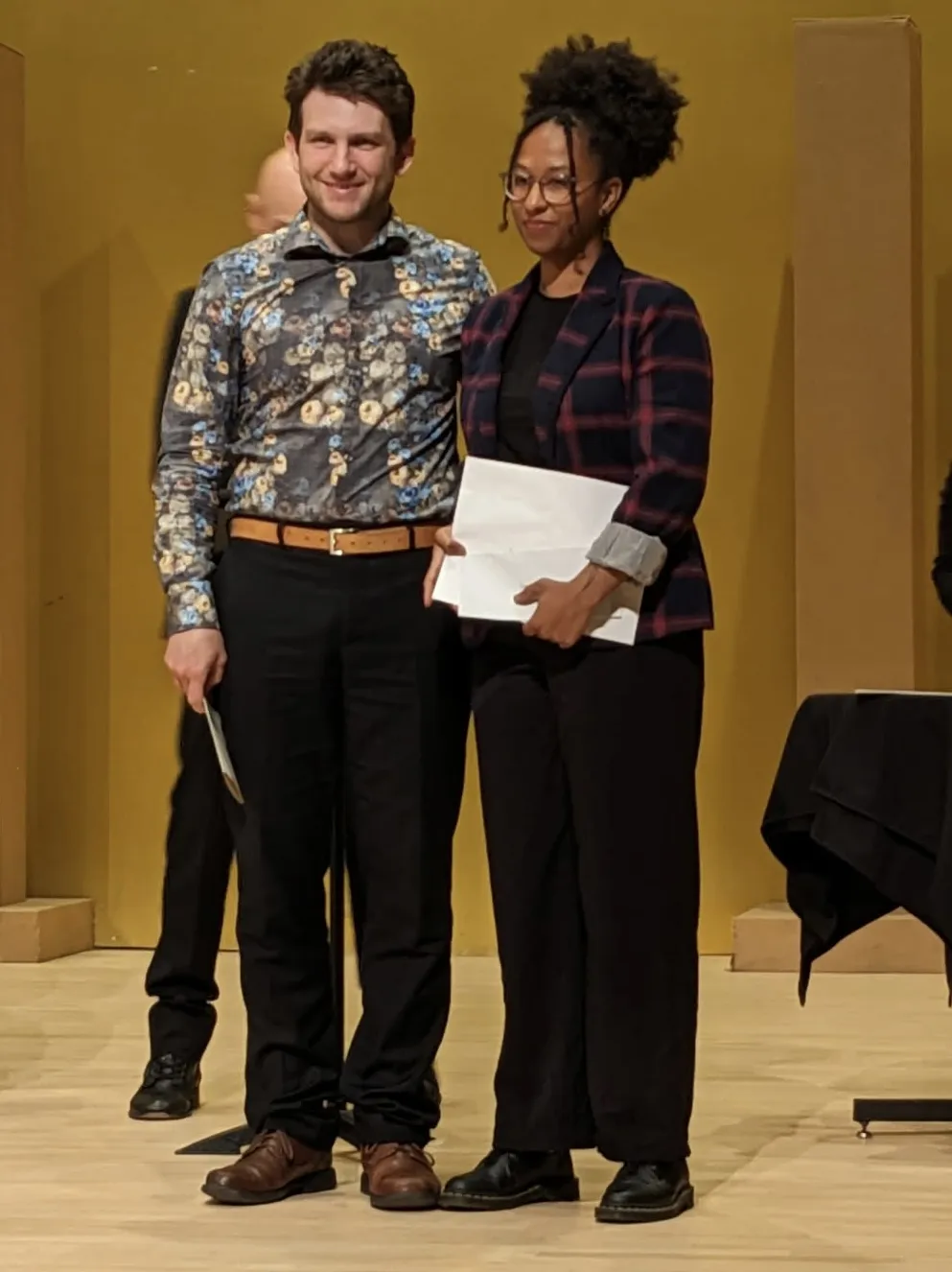 Benjamin Goron, the representative for the Fernand Lindsey Foundation, and Corie Rose Soumah