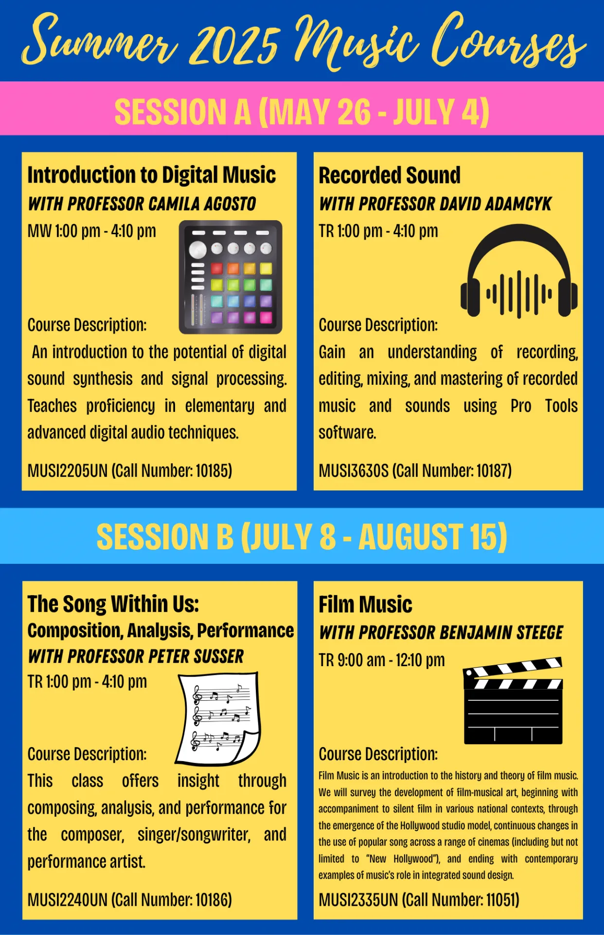Summer 2025 Music Courses poster